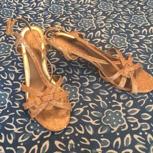 Hush Puppies Cork/ sparkle heel worn once